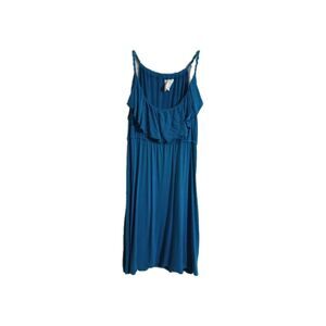 6 Degrees Dress Size Medium Blue Tank Dress Sleeveless Ruffle Solid Cover Up